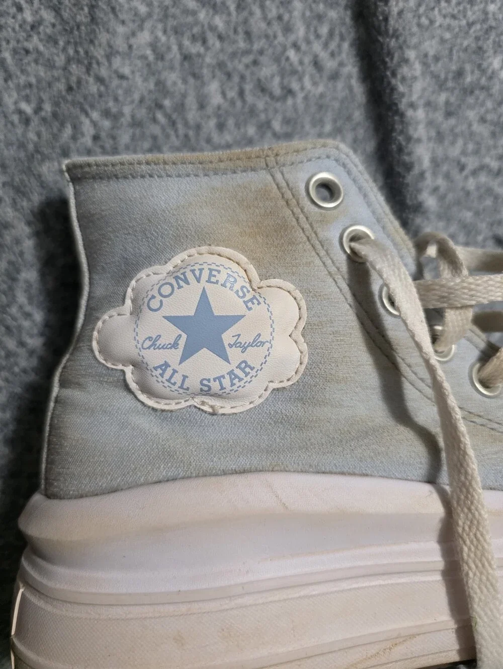 High-Top Converse Canvas Sneakers in Light Blue and White